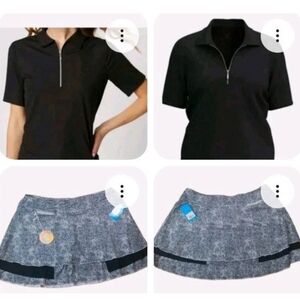 GG Blue Luxe Sport Jane Golf Top Court18 Skort Set Woman 3X Sovereign Black Nwt